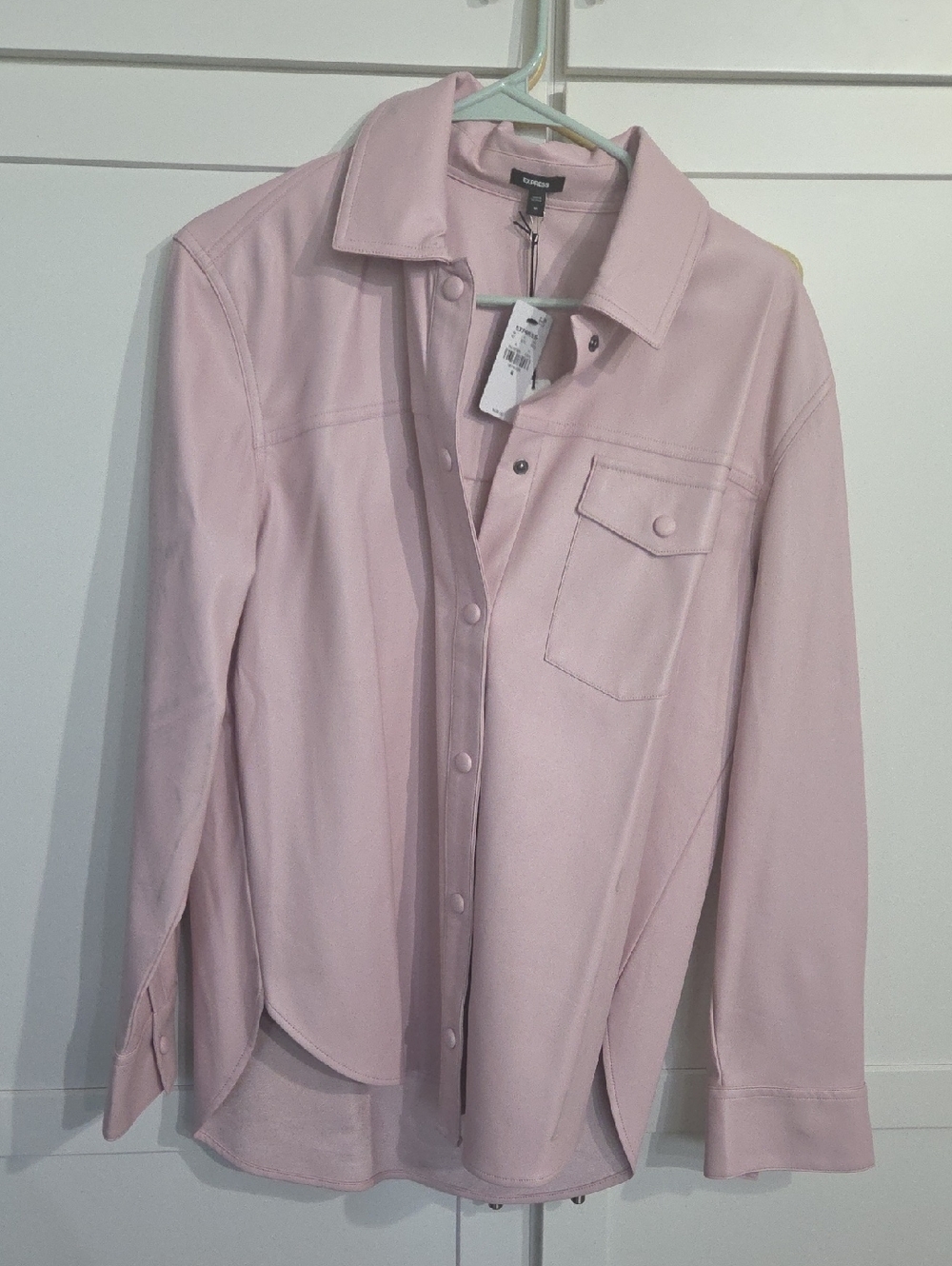 Express Pale Pink Button-Front Shacket